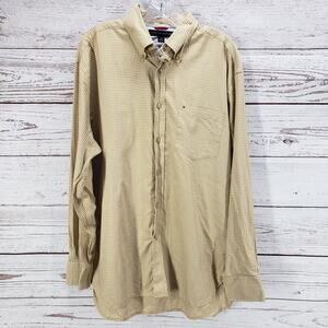 Tommy Hilfiger Men's Brown Button Down Shirt 100% Cotton Size L